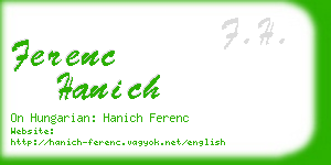 ferenc hanich business card